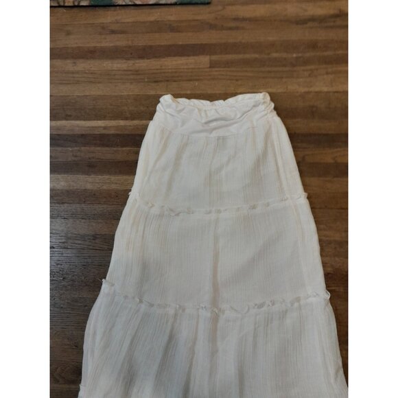 Womens Boho Tiered Cottagecore Prairie Lightweight Maxi Skirt White Size Small - Picture 2 of 7